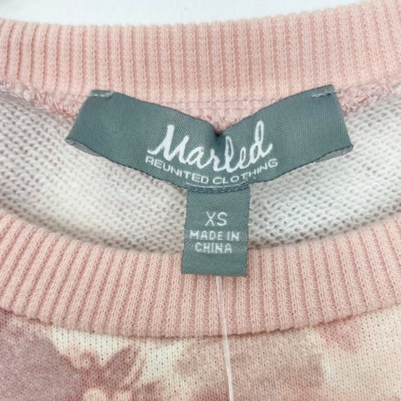 New Marled Tie Dye Ruffle Trim Long Sleeve Crewneck Sweatshirt Pink Size XS - Picture 14 of 16